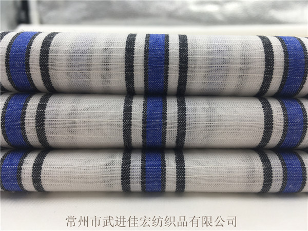 色织棉麻条纹布，梭织棉麻面料生产厂家